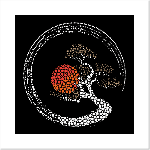 Dot Art Enso Circle and Bonsai Tree Wall Art by Nartissima